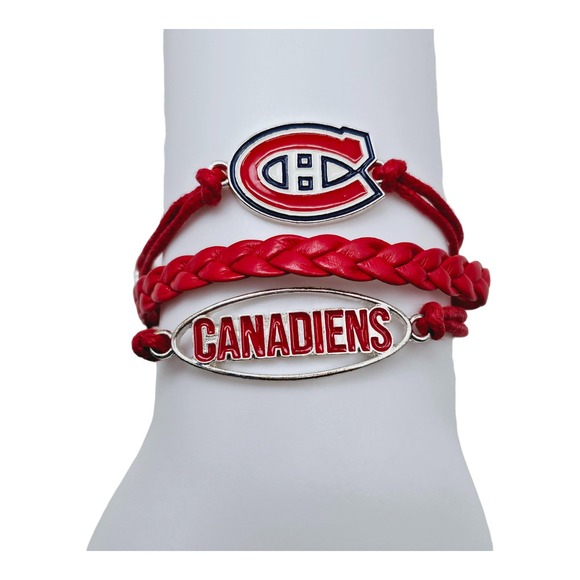 Montreal‎ Canadiens Bracelet NHL Adjustable Silver, Red & White Ashley Bridget - Picture 1 of 5